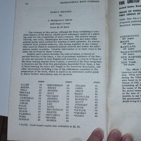 1969 Family Histories: Genealogical Book Company Handheld Pamphlet-Poor/AS IS - Picture 5 of 7